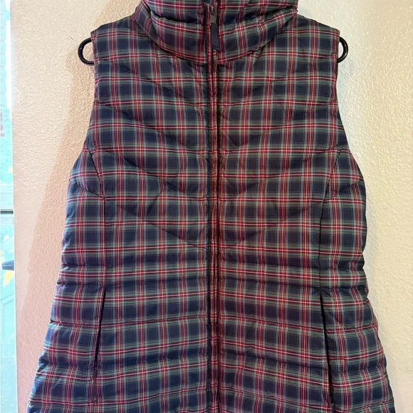 Talbots Plaid Puffer Vest - Red and Blue - Picture 2 of 5